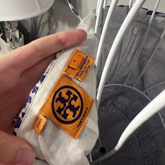 Tory Burch White and Blue Print Tank Mini Dress Size 2 - Cotton Voile Sundress - Picture 6 of 6